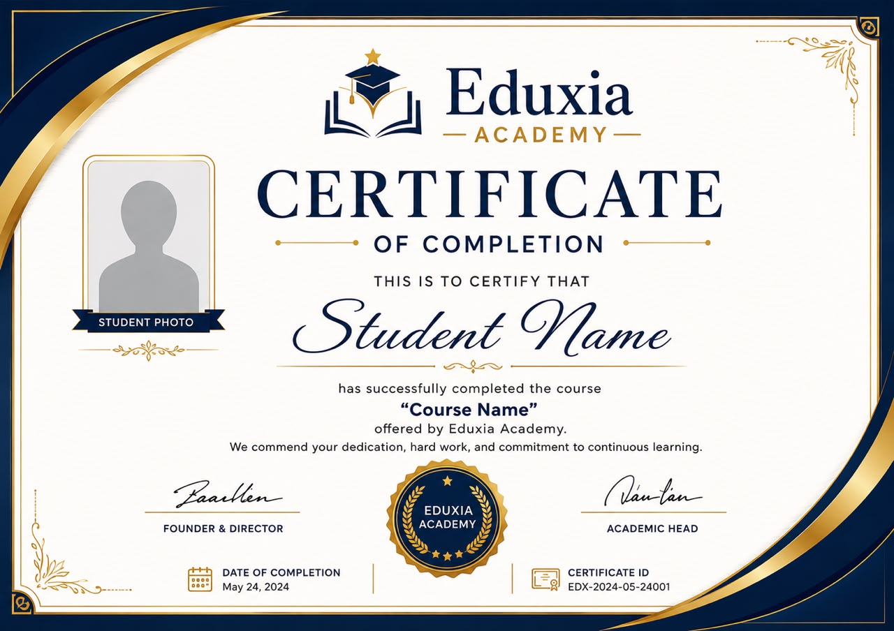 Eduxia Official Certificate Sample